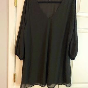 Black Long Sleeve Shift Dress